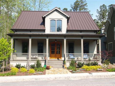 cream color houses with brown metal roofs|colors that go with metal roof.